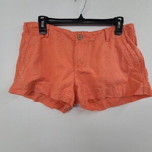 The North Face Shorts Womens 8 Orange Linen Blend Flat Front Chino Hiking Bottom